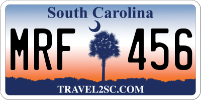 SC license plate MRF456