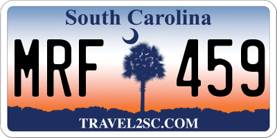 SC license plate MRF459