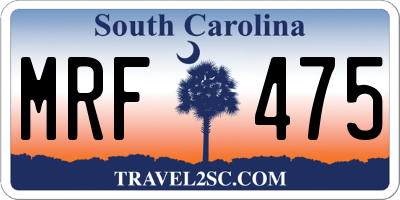 SC license plate MRF475