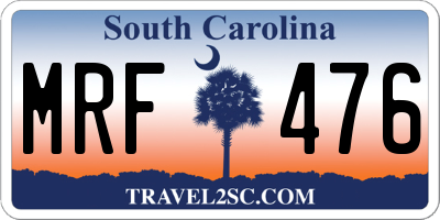 SC license plate MRF476
