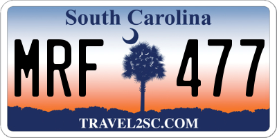 SC license plate MRF477