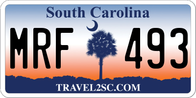 SC license plate MRF493