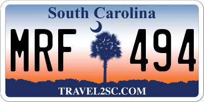 SC license plate MRF494