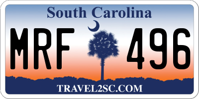 SC license plate MRF496