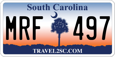 SC license plate MRF497