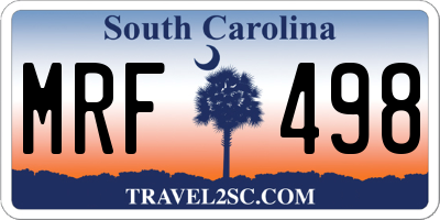 SC license plate MRF498