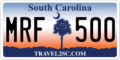 SC license plate MRF500