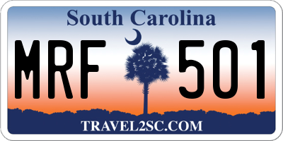 SC license plate MRF501