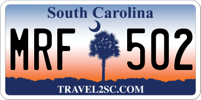 SC license plate MRF502