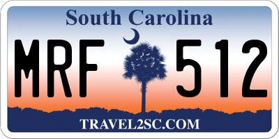 SC license plate MRF512