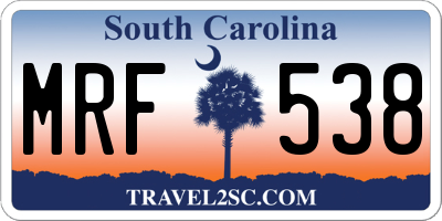 SC license plate MRF538