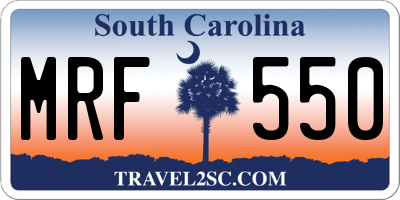 SC license plate MRF550