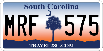 SC license plate MRF575