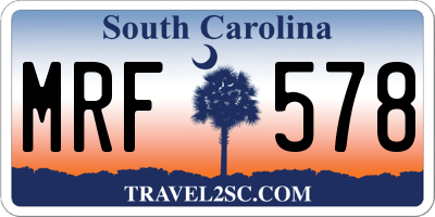 SC license plate MRF578