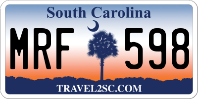 SC license plate MRF598