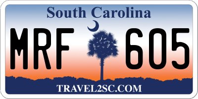 SC license plate MRF605