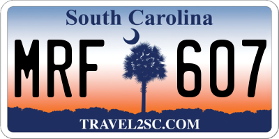 SC license plate MRF607