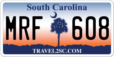 SC license plate MRF608