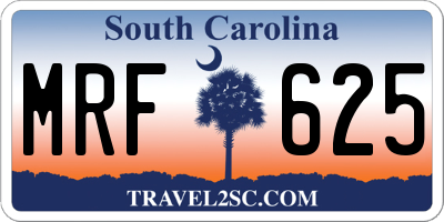 SC license plate MRF625