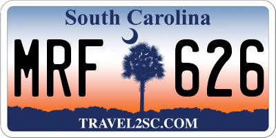 SC license plate MRF626