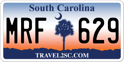 SC license plate MRF629
