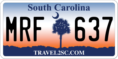 SC license plate MRF637