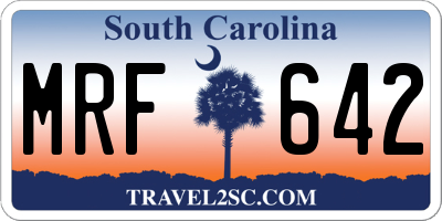 SC license plate MRF642
