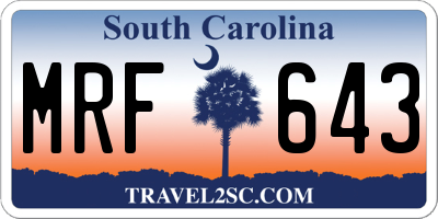 SC license plate MRF643