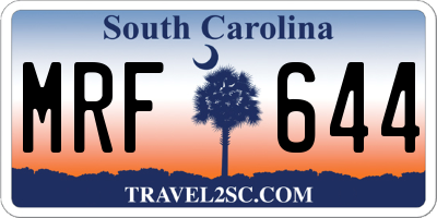 SC license plate MRF644