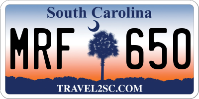 SC license plate MRF650