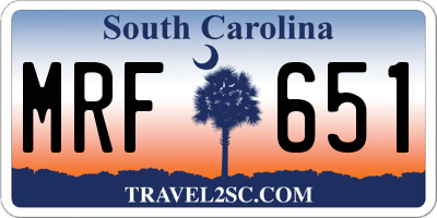 SC license plate MRF651