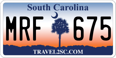 SC license plate MRF675