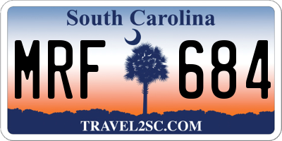 SC license plate MRF684