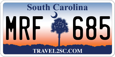 SC license plate MRF685