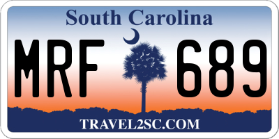 SC license plate MRF689