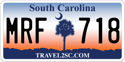 SC license plate MRF718