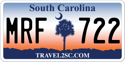 SC license plate MRF722