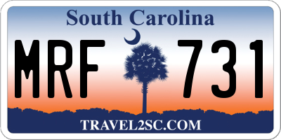 SC license plate MRF731