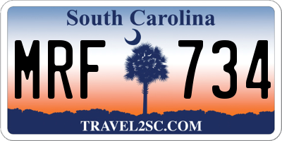 SC license plate MRF734