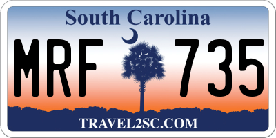 SC license plate MRF735