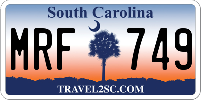 SC license plate MRF749