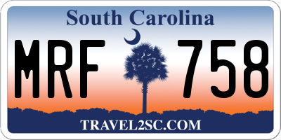 SC license plate MRF758