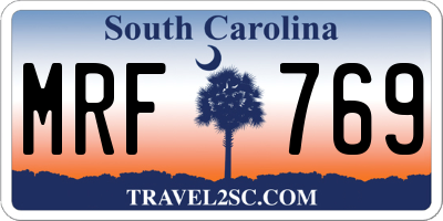 SC license plate MRF769