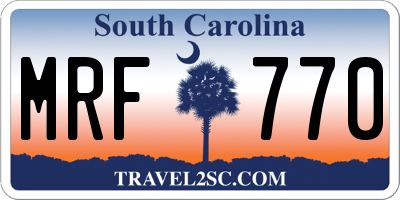 SC license plate MRF770