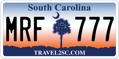 SC license plate MRF777