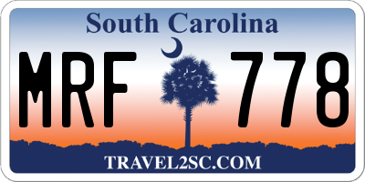 SC license plate MRF778