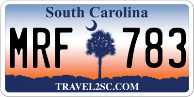 SC license plate MRF783