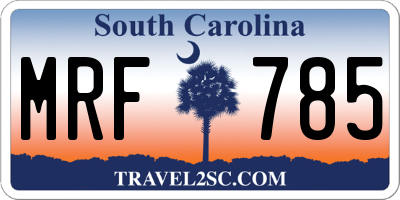 SC license plate MRF785
