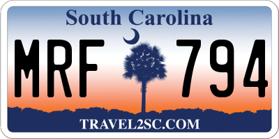 SC license plate MRF794