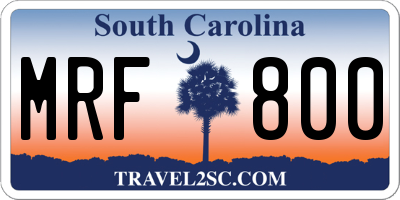 SC license plate MRF800